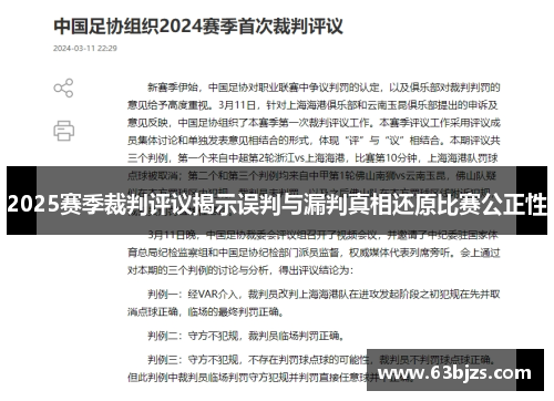 2025赛季裁判评议揭示误判与漏判真相还原比赛公正性
